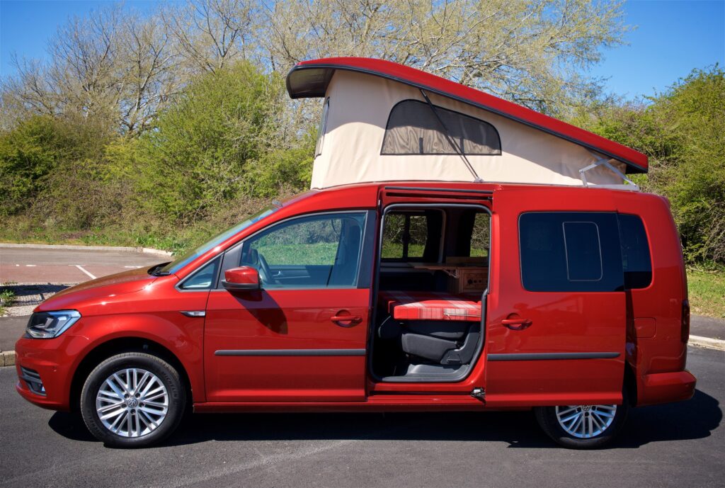 VW Caddy with pop-top roof