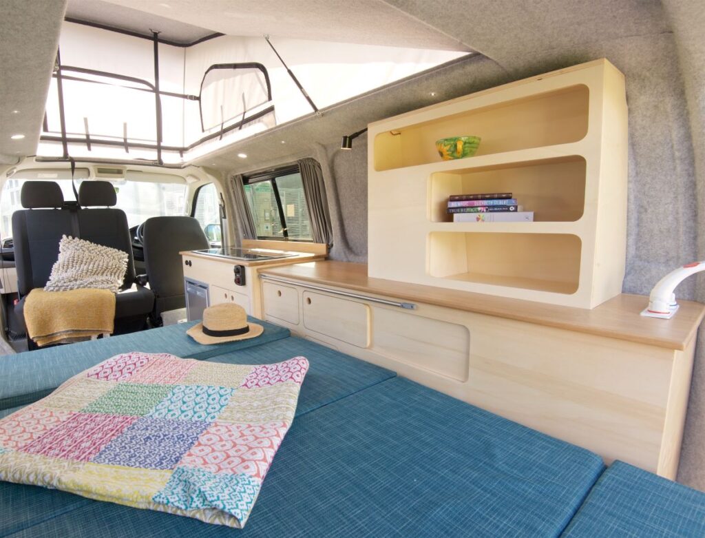 Interior of a Love Campers campervan, perfect for an off-grid campsite