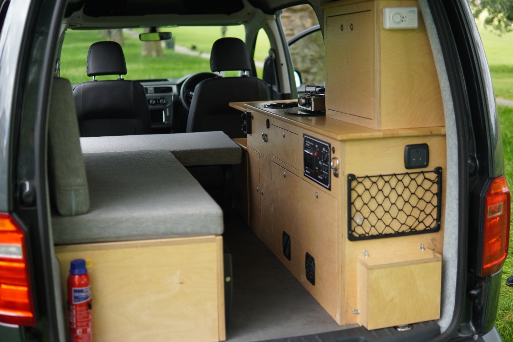 Interior of VW Caddy Maxi Life campervan conversion