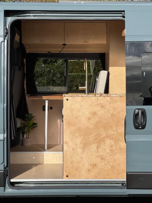 Sliding door showing the campervan interior