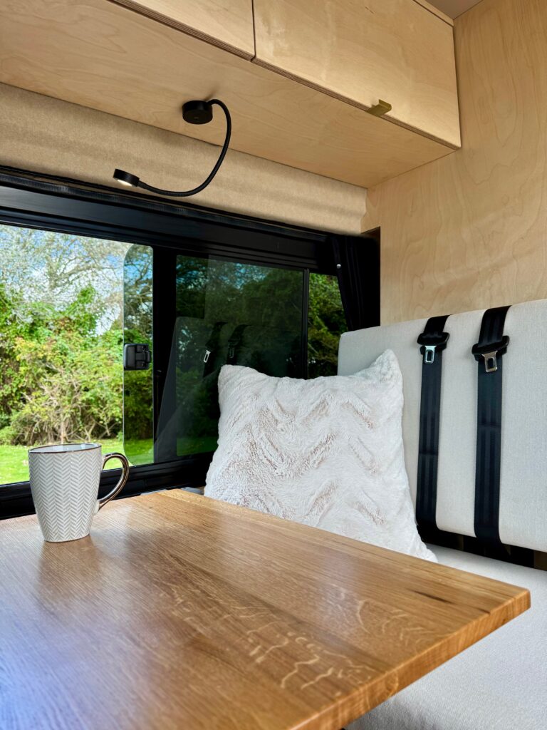 Dining area in Fiat Ducato conversion