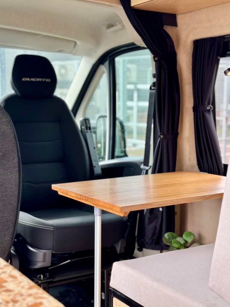 Dining area in Fiat Ducato conversion