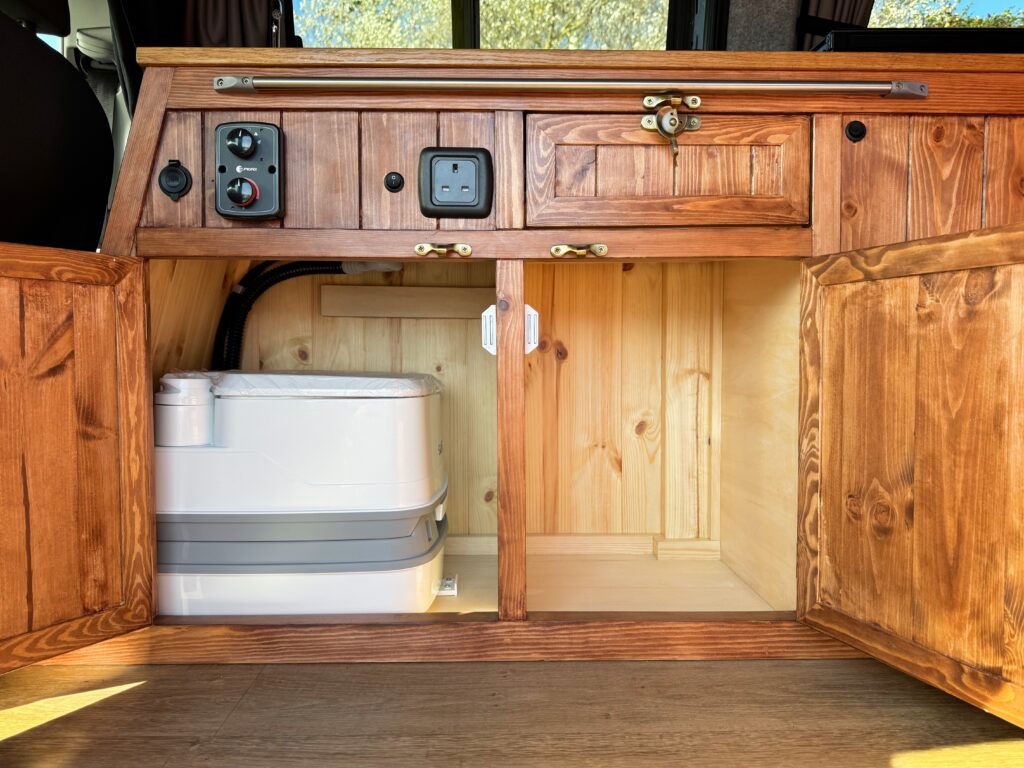 inside cabinets of vw caddy campervan